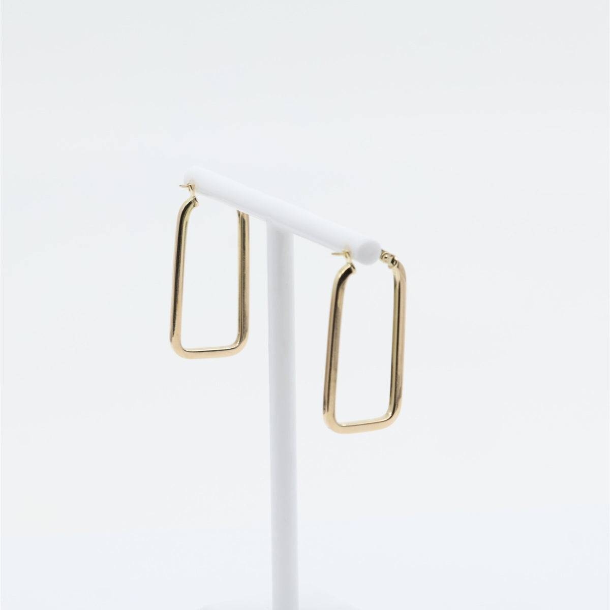 14K Yellow Gold Square Tube Hoop Hinged Earrings