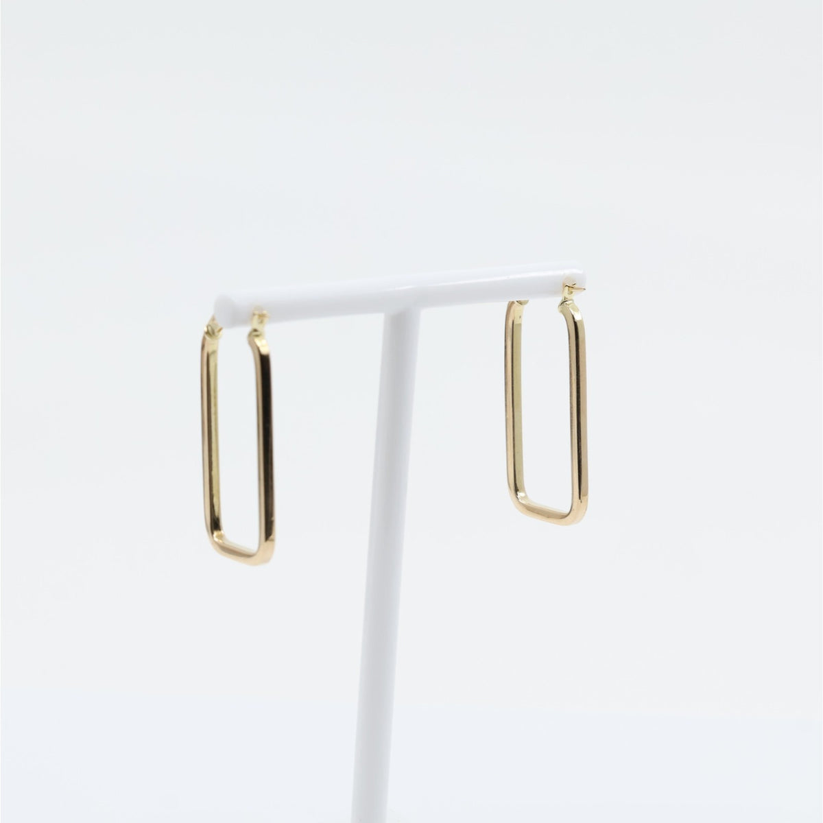 14K Yellow Gold Square Tube Hoop Hinged Earrings