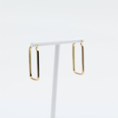 14K Yellow Gold Square Tube Hoop Hinged Earrings