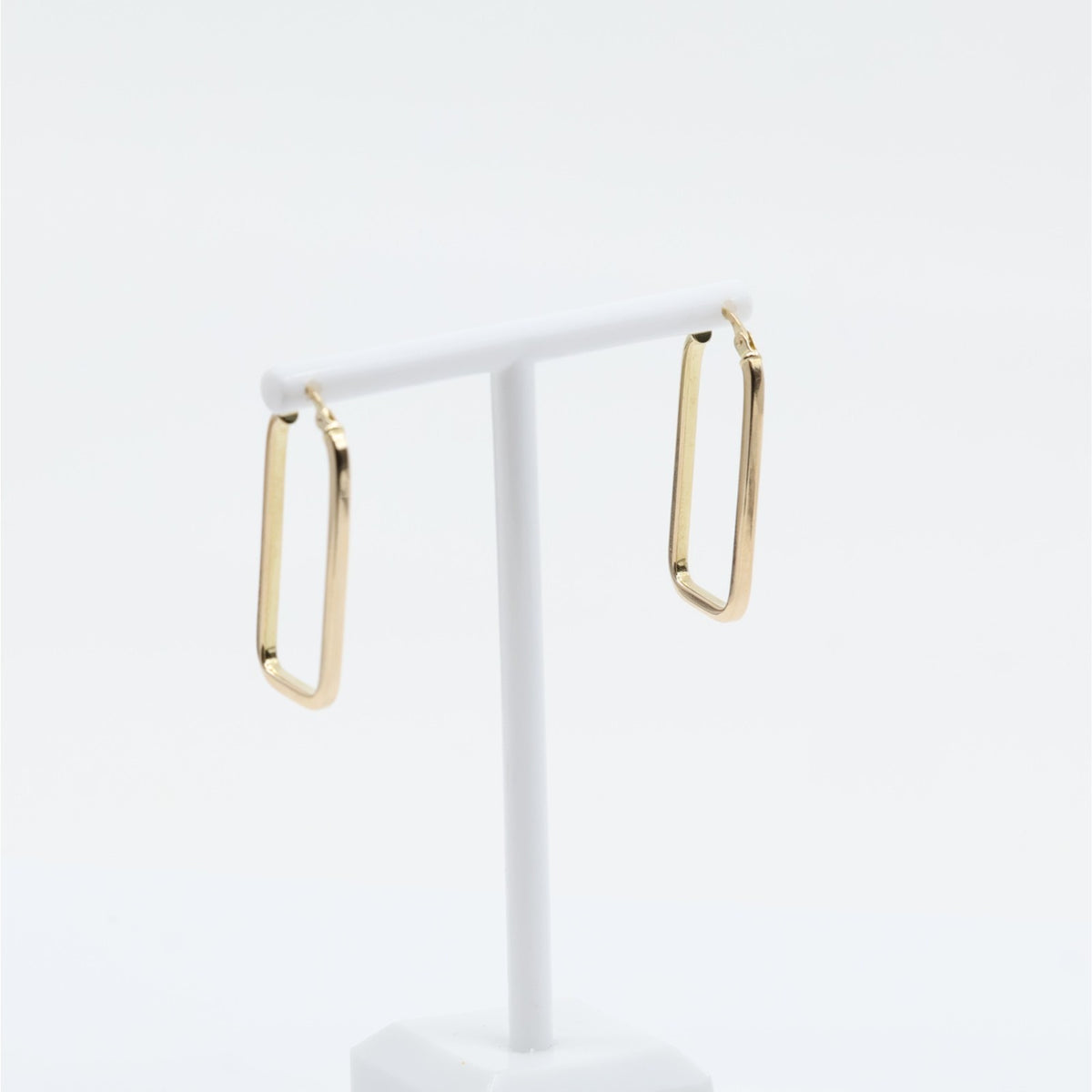 14K Yellow Gold Square Tube Hoop Hinged Earrings