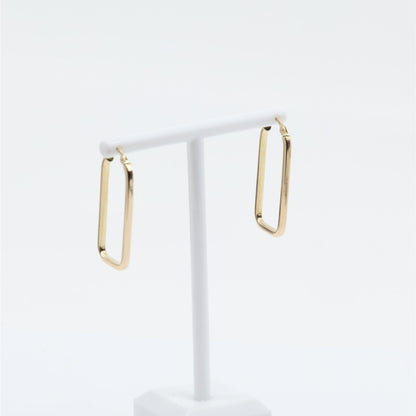 14K Yellow Gold Square Tube Hoop Hinged Earrings