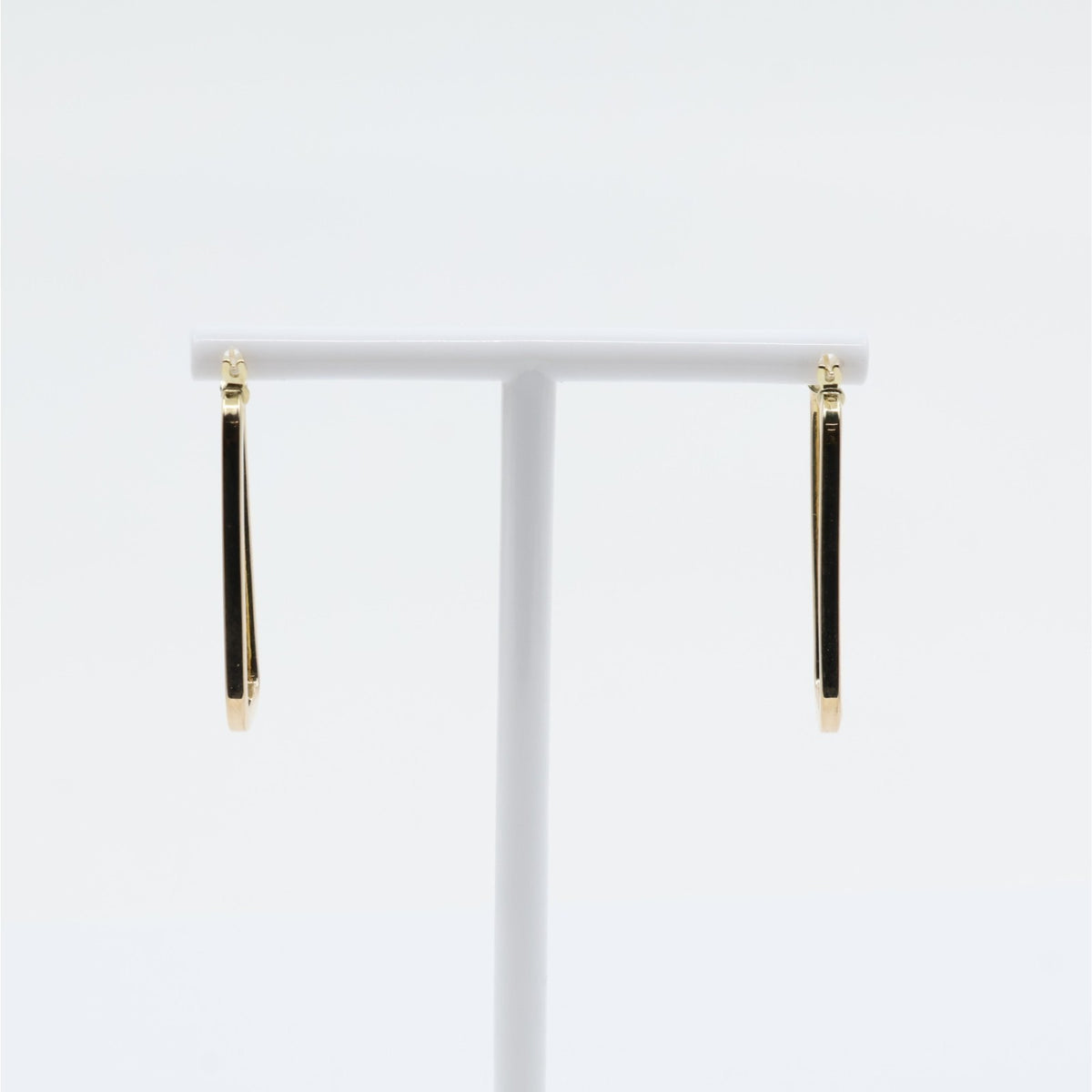 14K Yellow Gold Square Tube Hoop Hinged Earrings