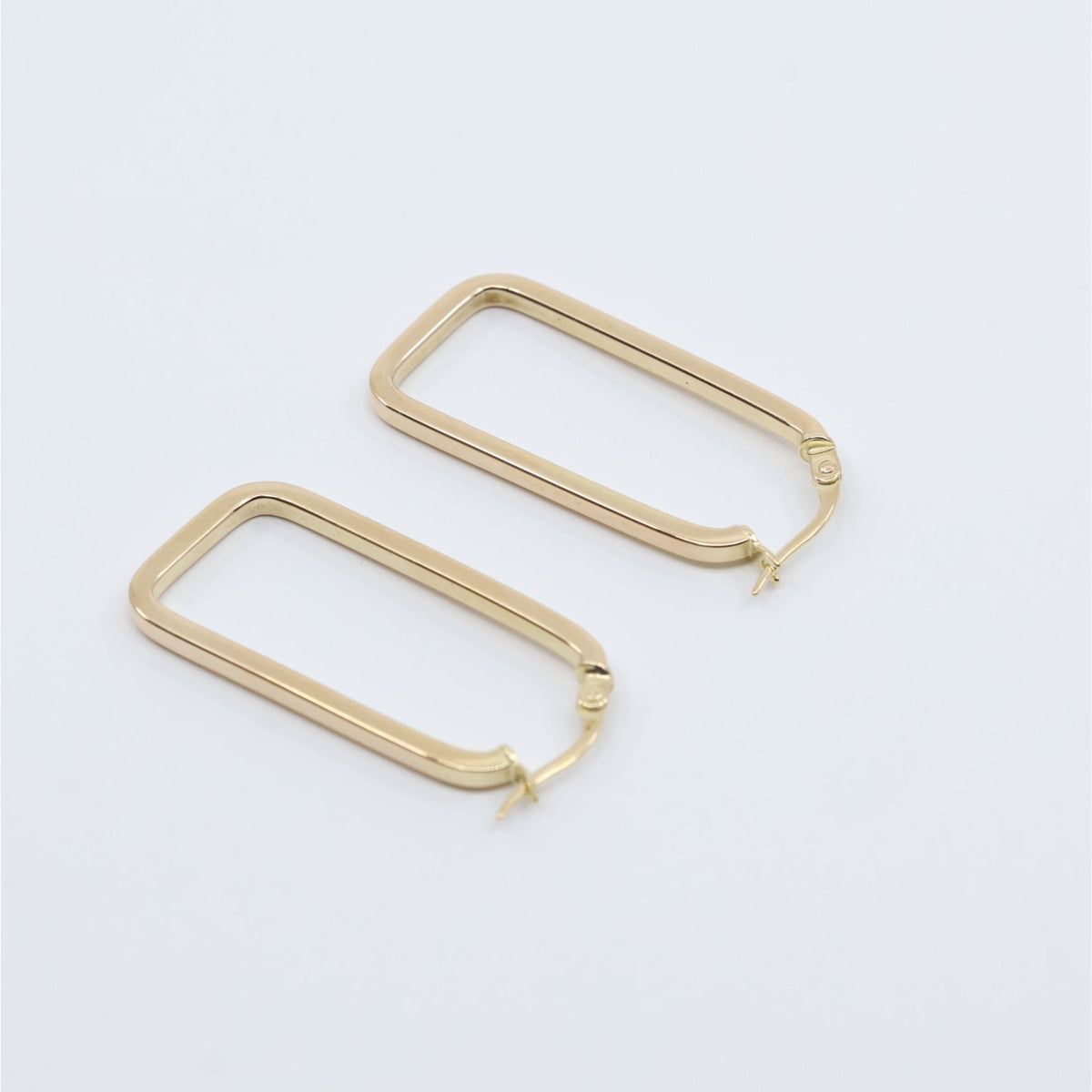 14K Yellow Gold Square Tube Hoop Hinged Earrings