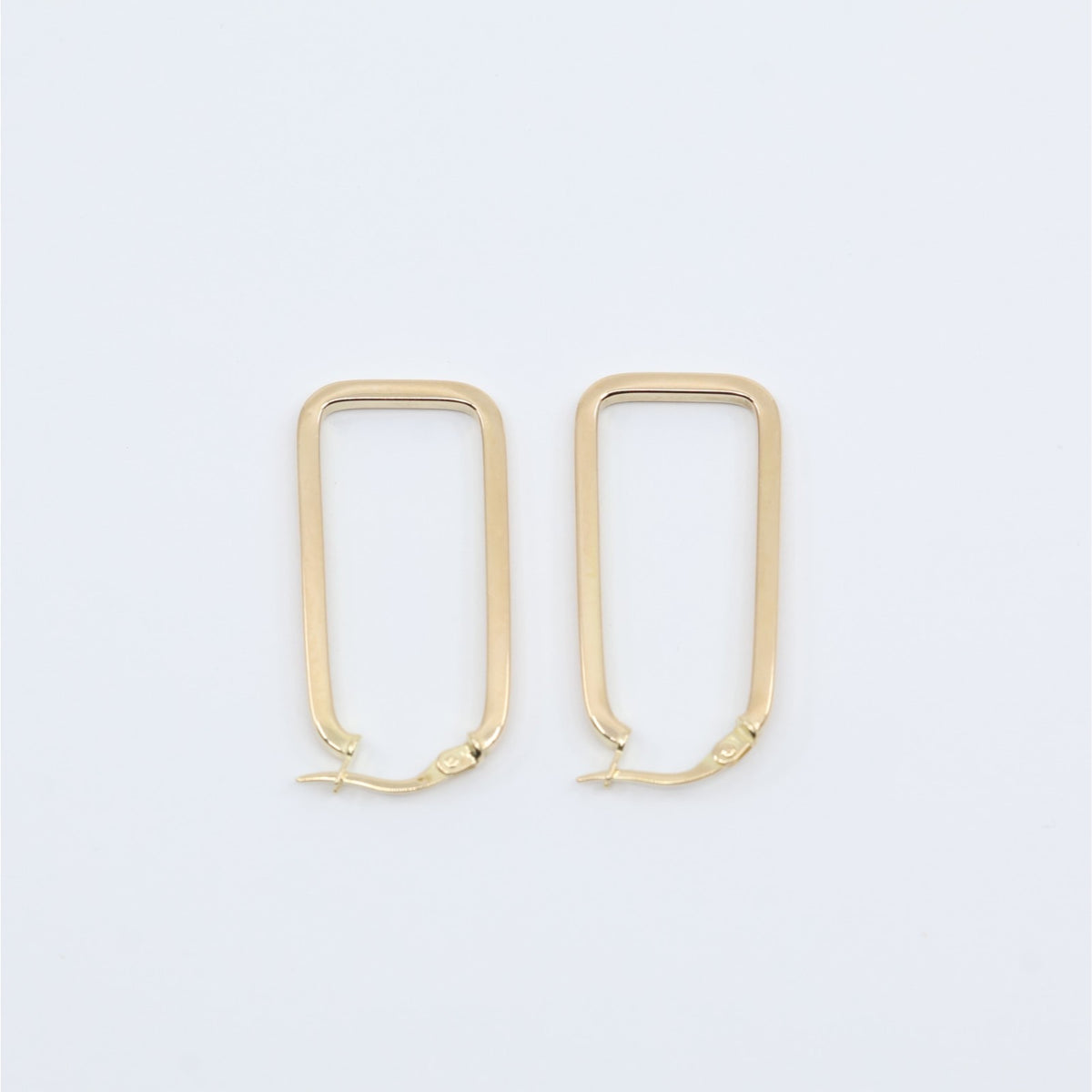 14K Yellow Gold Square Tube Hoop Hinged Earrings