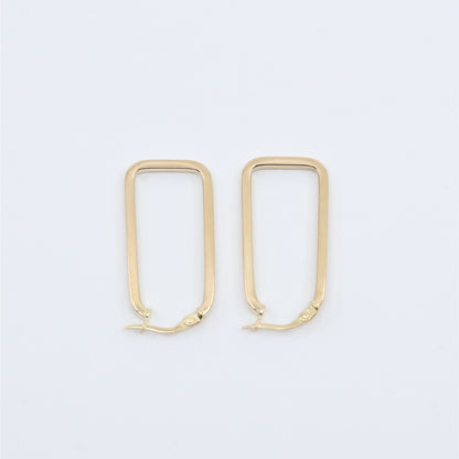 14K Yellow Gold Square Tube Hoop Hinged Earrings