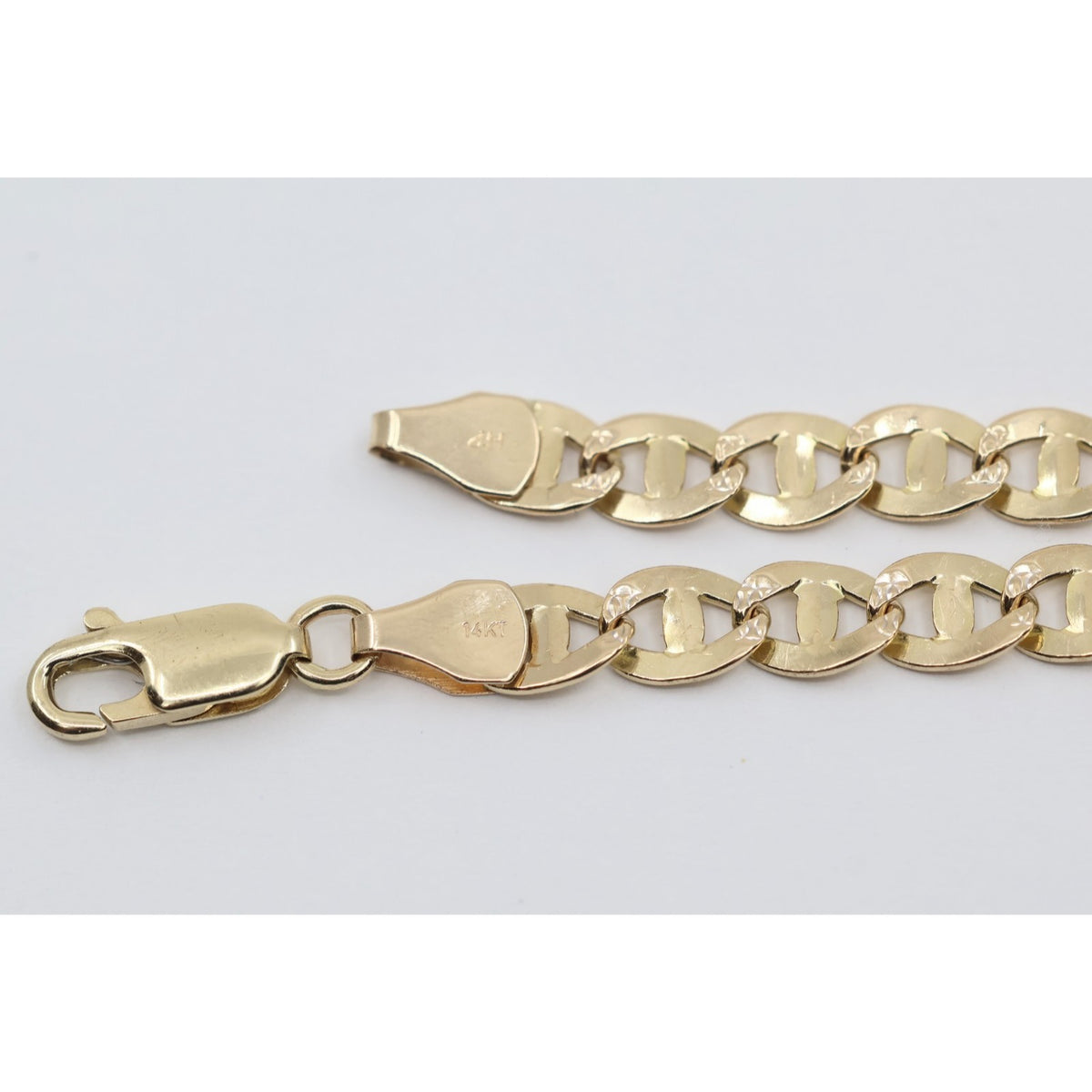 14K Yellow Gold Diamond Cut Mariner Anchor Link Bracelet