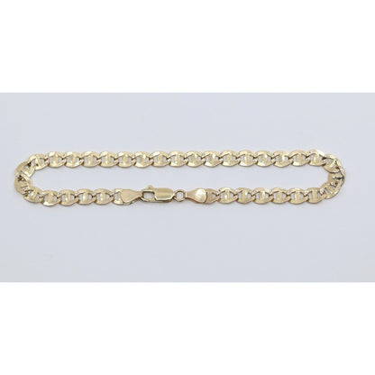 14K Yellow Gold Diamond Cut Mariner Anchor Link Bracelet