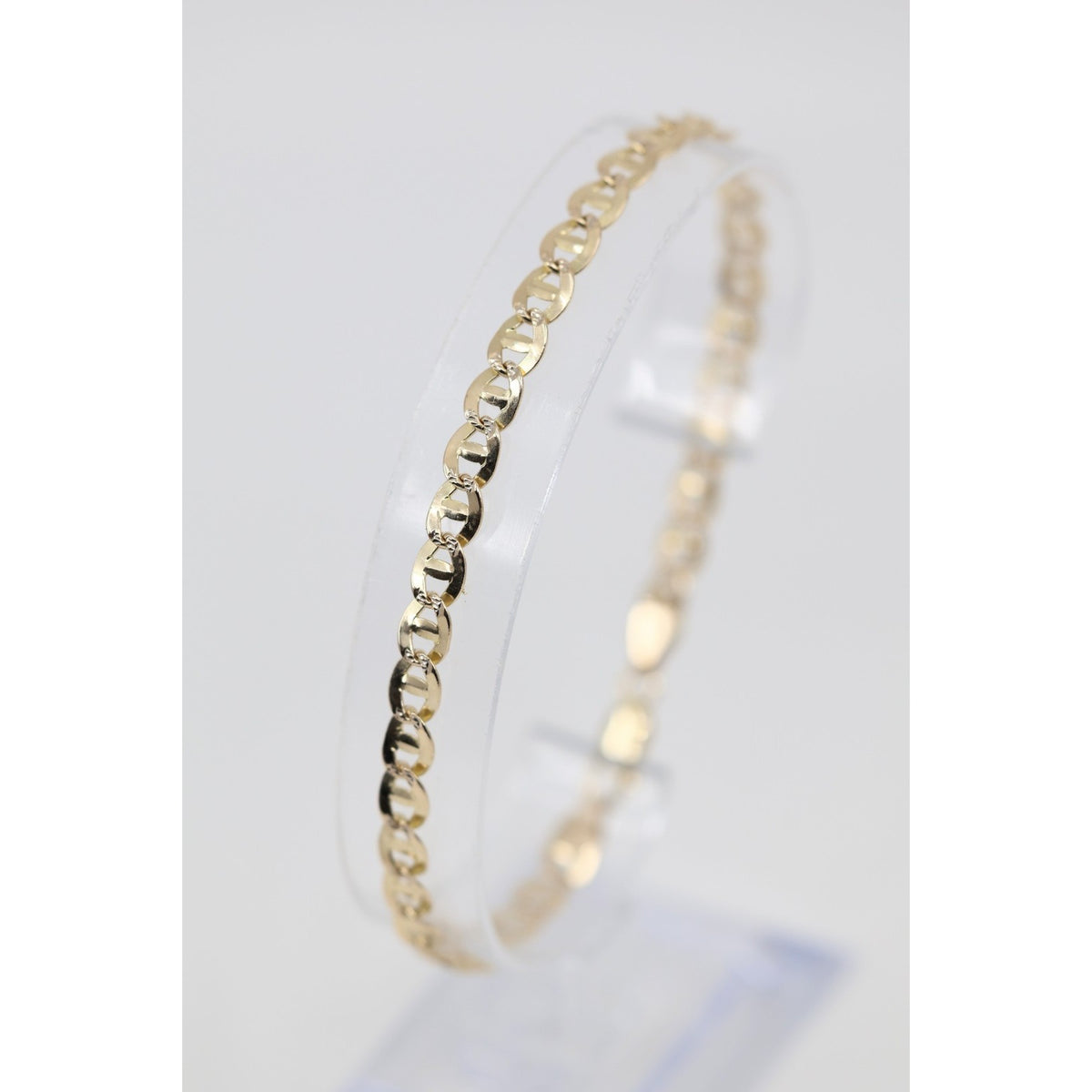 14K Yellow Gold Diamond Cut Mariner Anchor Link Bracelet