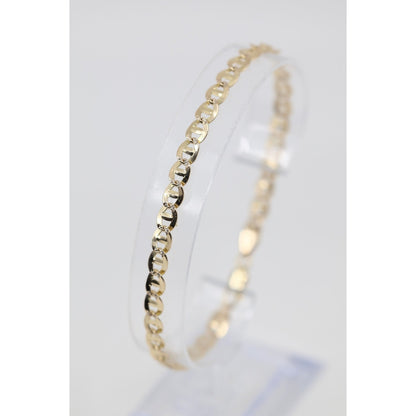 14K Yellow Gold Diamond Cut Mariner Anchor Link Bracelet