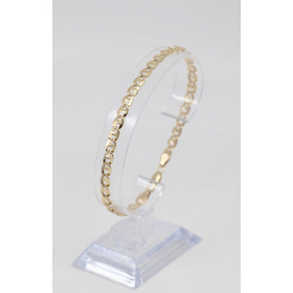 14K Yellow Gold Diamond Cut Mariner Anchor Link Bracelet