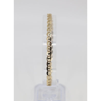 14K Yellow Gold Diamond Cut Mariner Anchor Link Bracelet