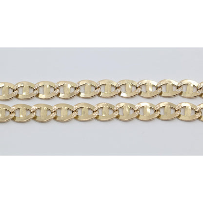 14K Yellow Gold Diamond Cut Mariner Anchor Link Bracelet