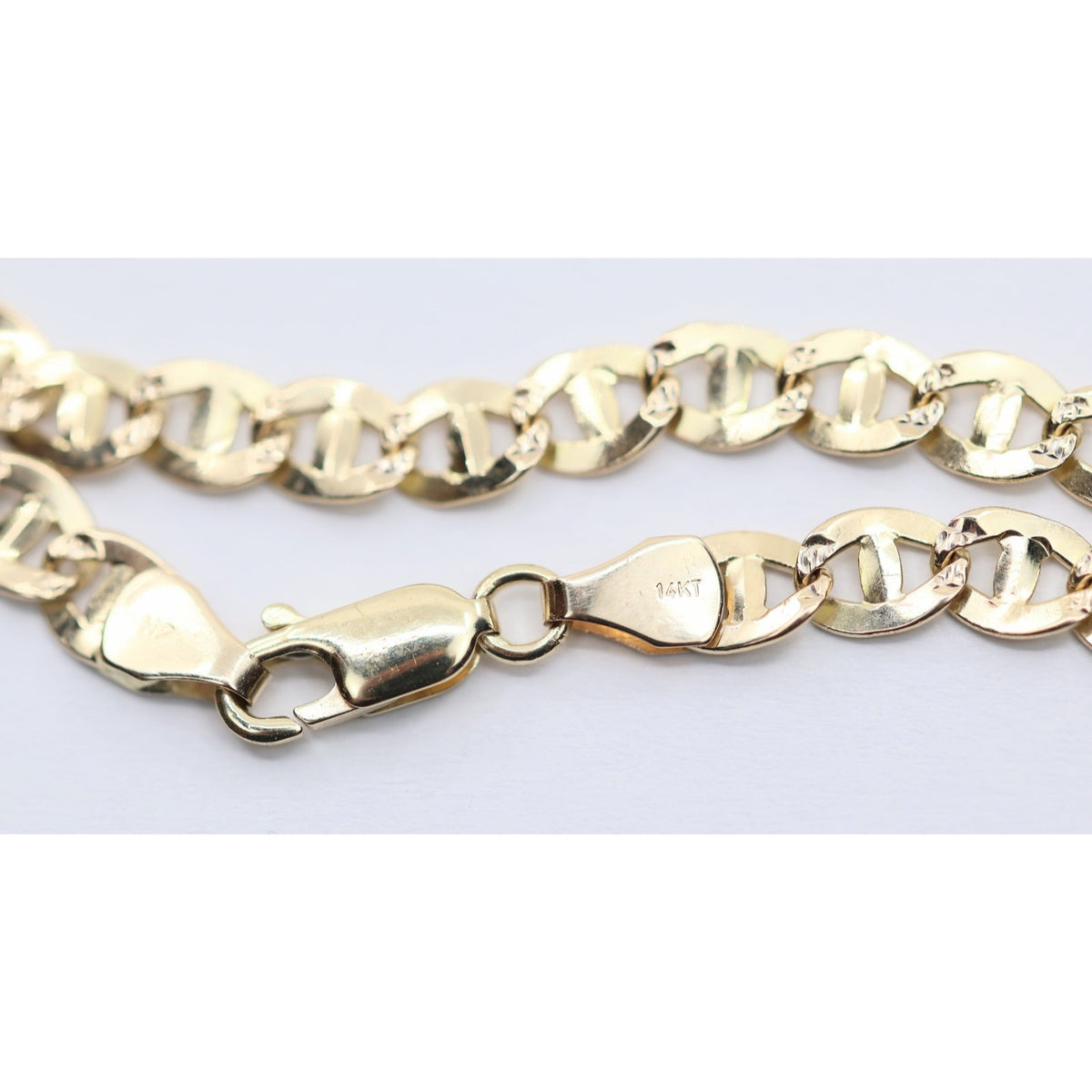 14K Yellow Gold Diamond Cut Mariner Anchor Link Bracelet