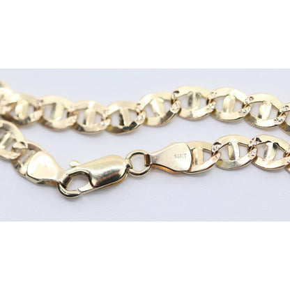 14K Yellow Gold Diamond Cut Mariner Anchor Link Bracelet
