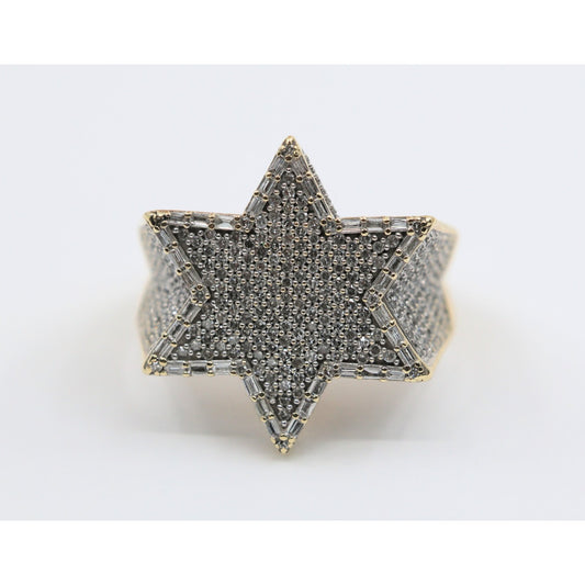 10K Yellow Gold Iced Out Star of David Diamond Ring
