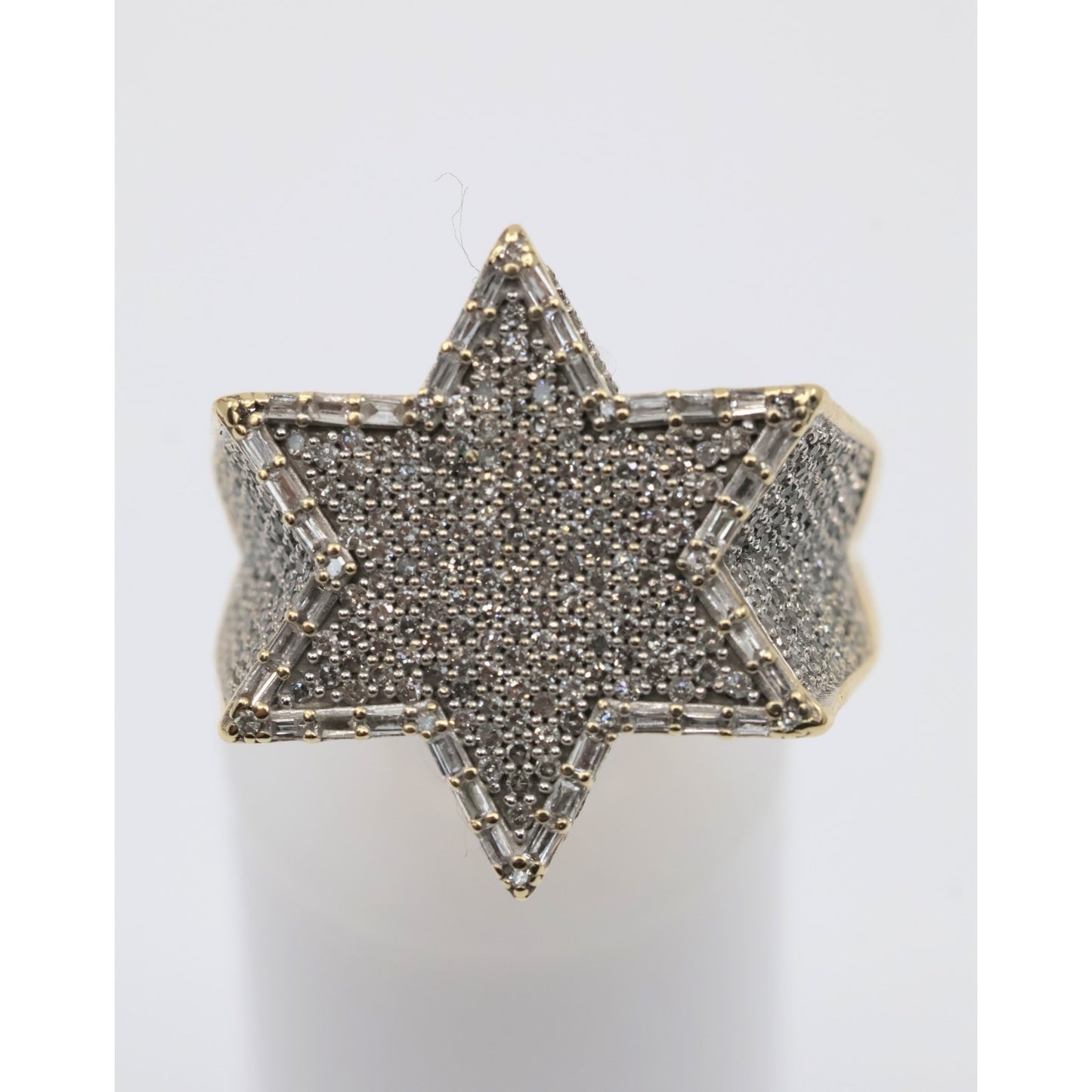 10K Yellow Gold Iced Out Star of David Diamond Ring