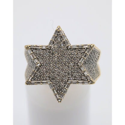 10K Yellow Gold Iced Out Star of David Diamond Ring