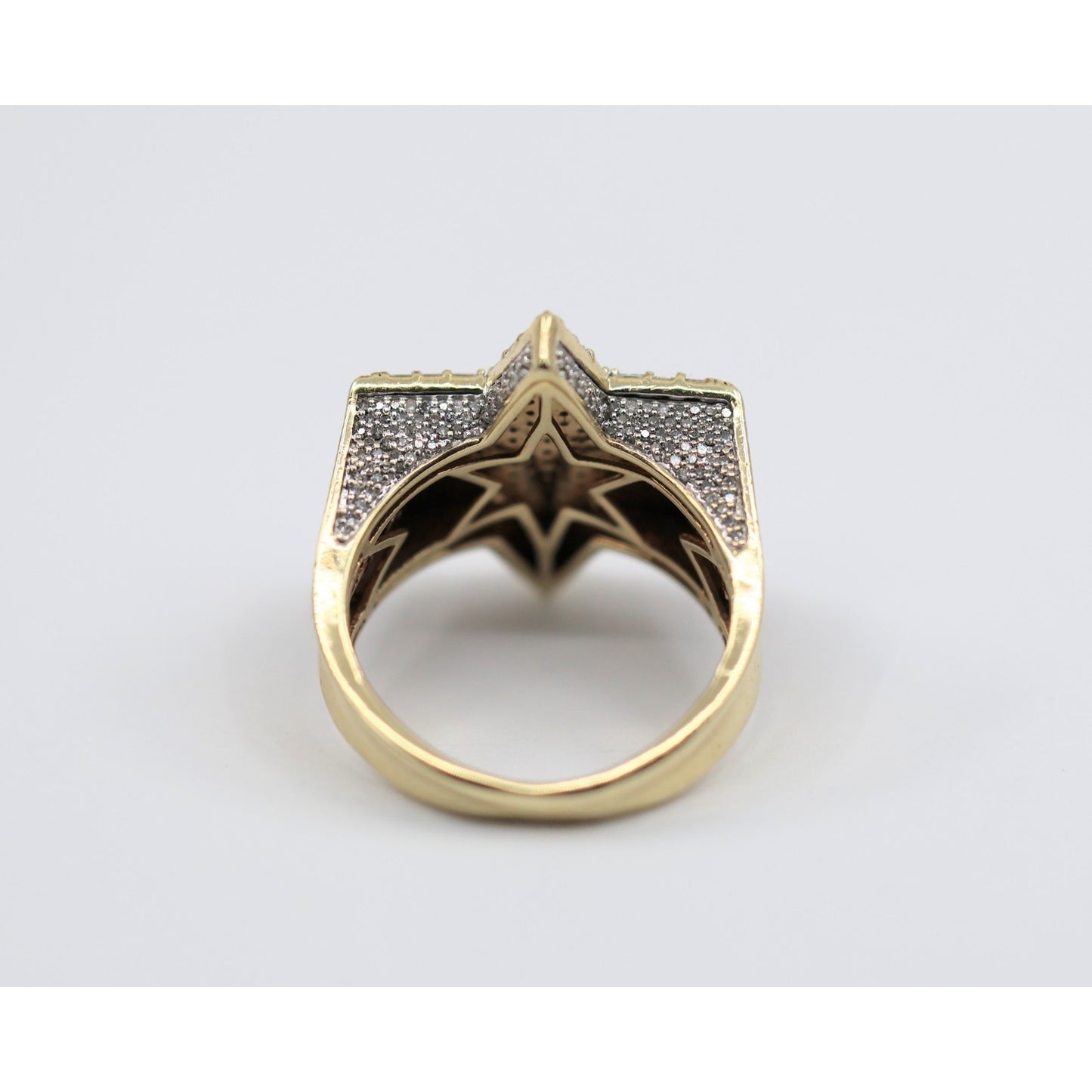 10K Yellow Gold Iced Out Star of David Diamond Ring