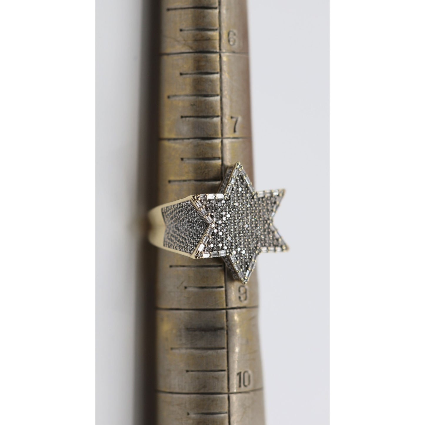10K Yellow Gold Iced Out Star of David Diamond Ring