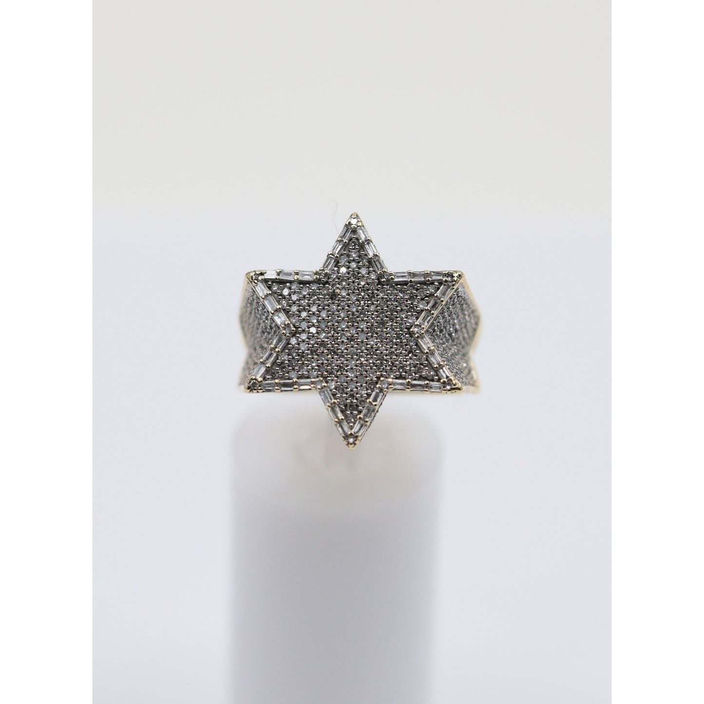 10K Yellow Gold Iced Out Star of David Diamond Ring