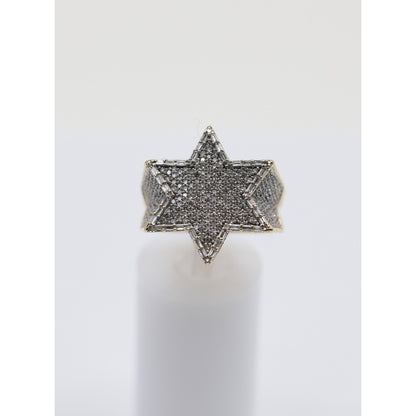 10K Yellow Gold Iced Out Star of David Diamond Ring