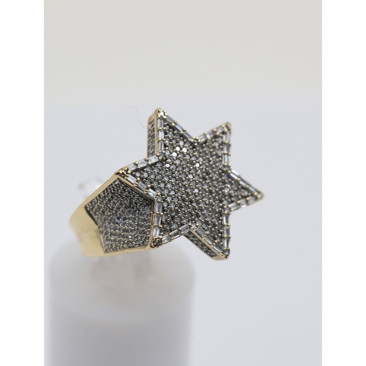 10K Yellow Gold Iced Out Star of David Diamond Ring