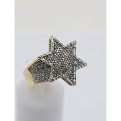 10K Yellow Gold Iced Out Star of David Diamond Ring
