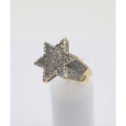 10K Yellow Gold Iced Out Star of David Diamond Ring