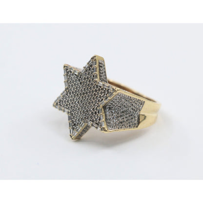 10K Yellow Gold Iced Out Star of David Diamond Ring