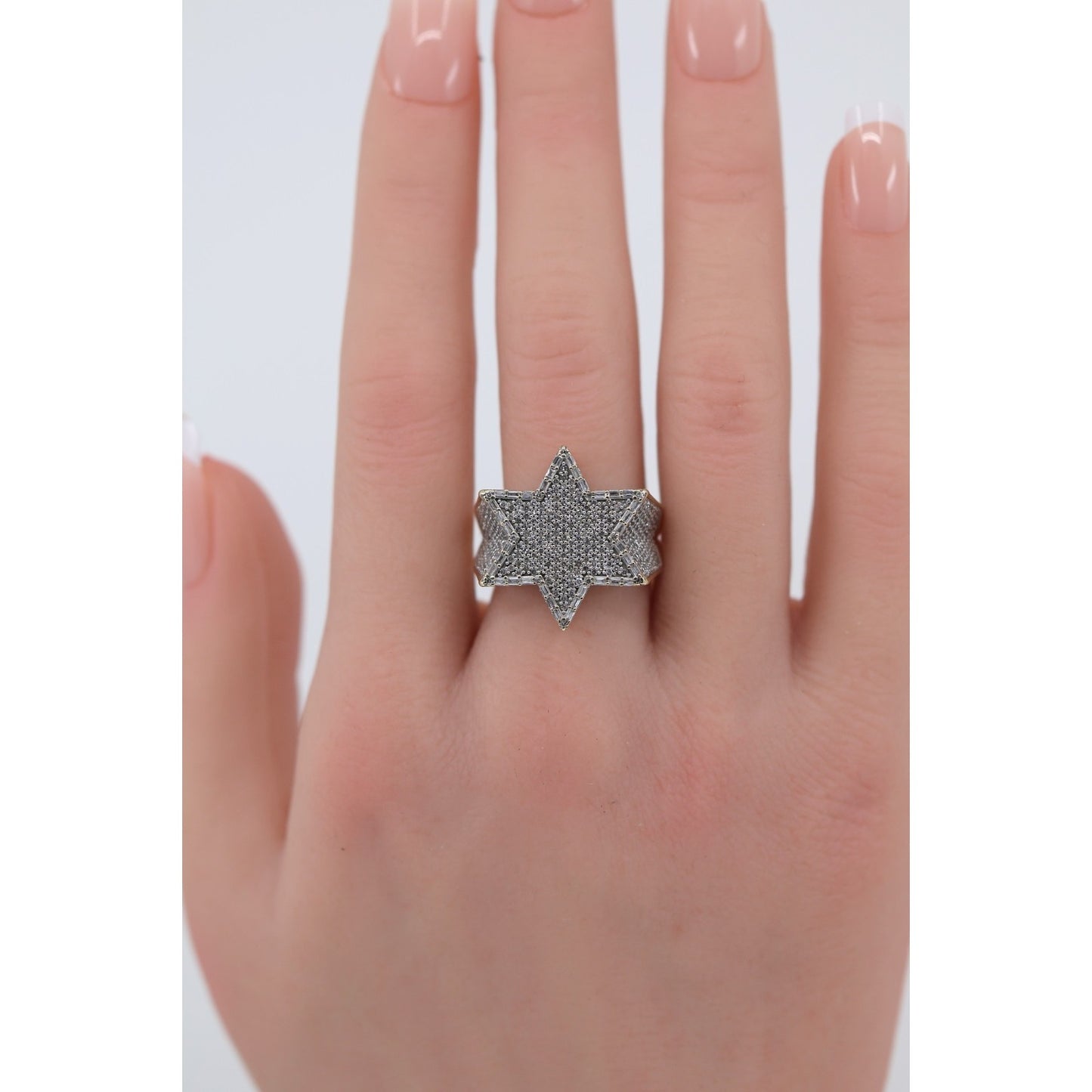10K Yellow Gold Iced Out Star of David Diamond Ring