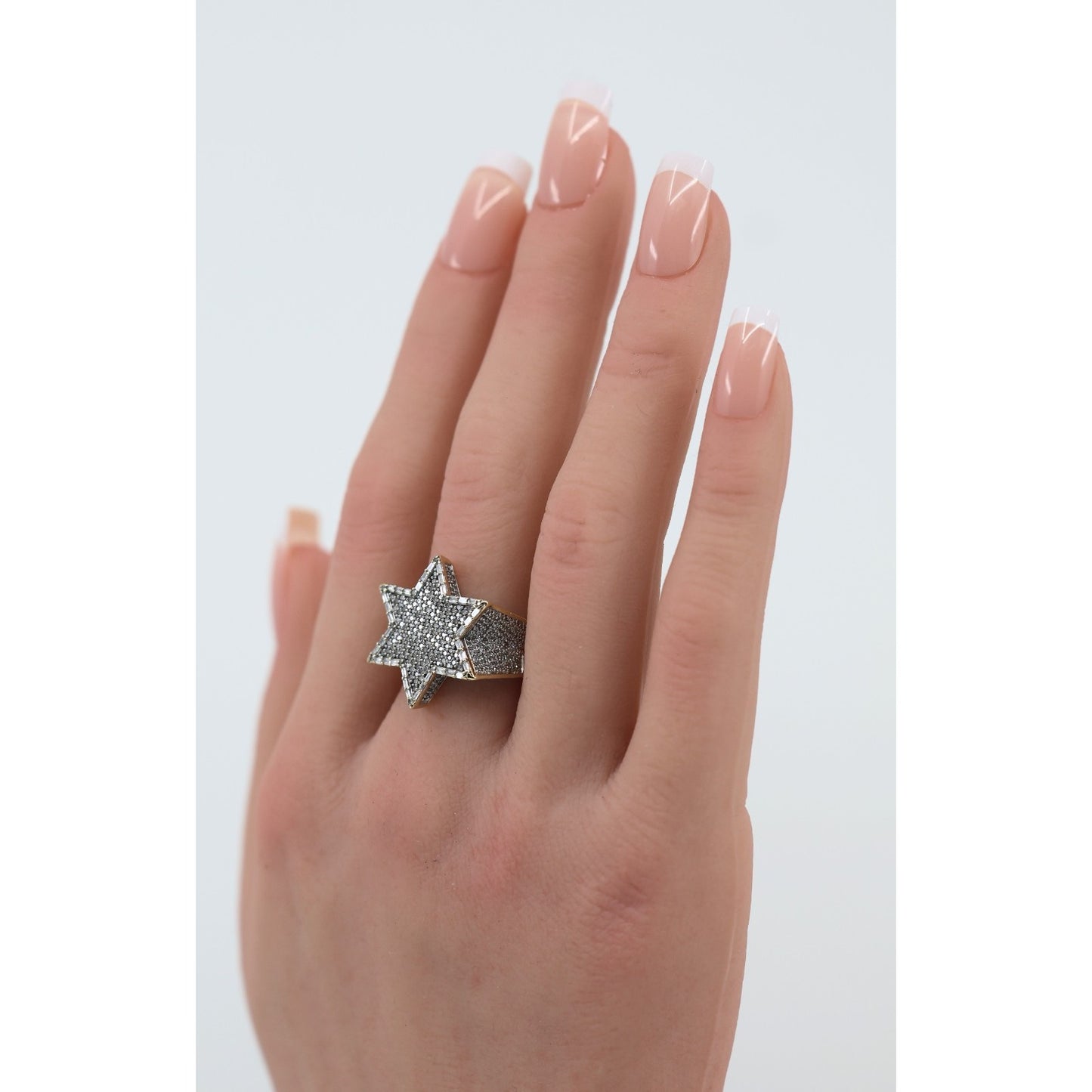 10K Yellow Gold Iced Out Star of David Diamond Ring