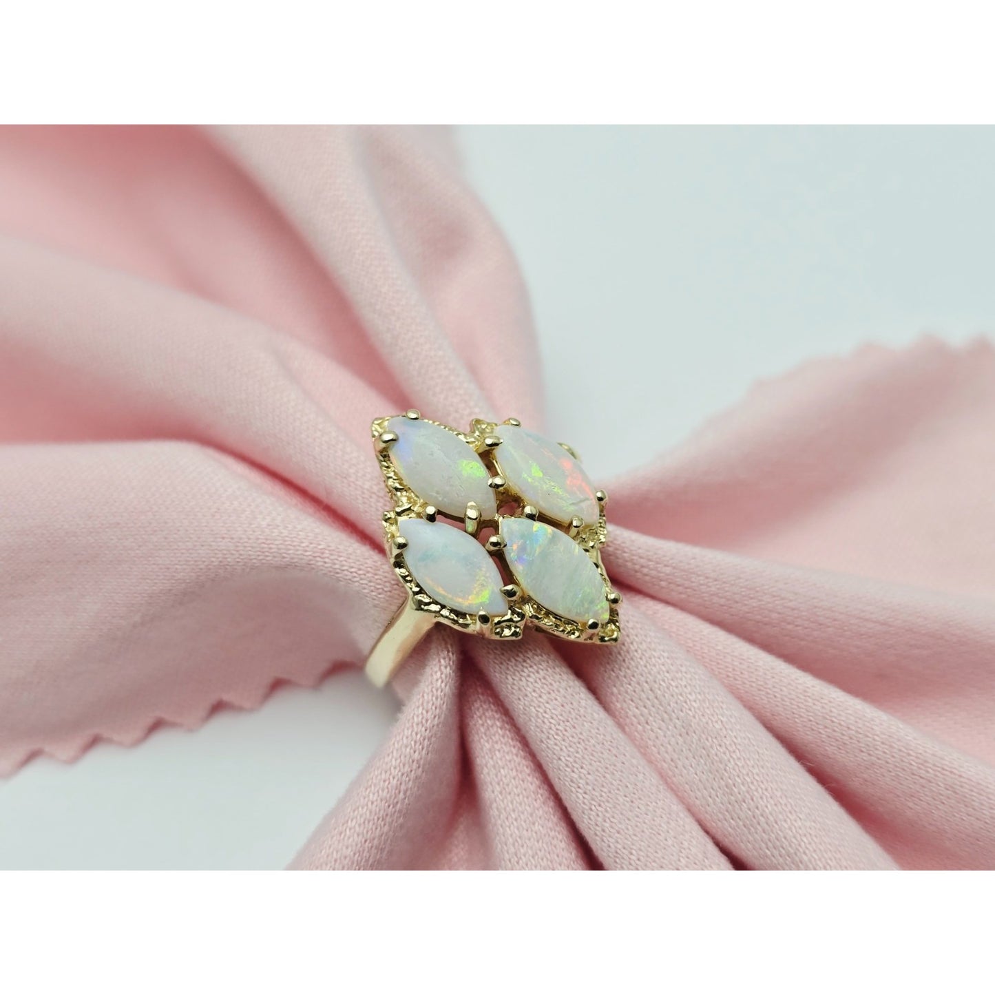 14K Yellow Gold Fire Opal Cocktail Ring