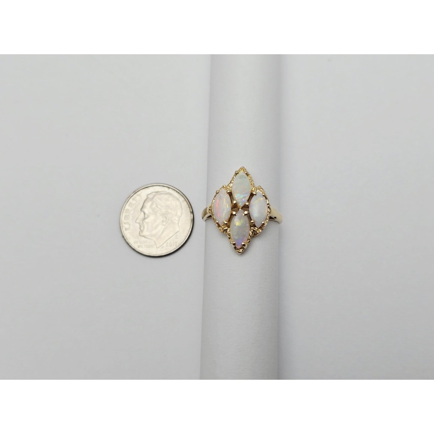 14K Yellow Gold Fire Opal Cocktail Ring