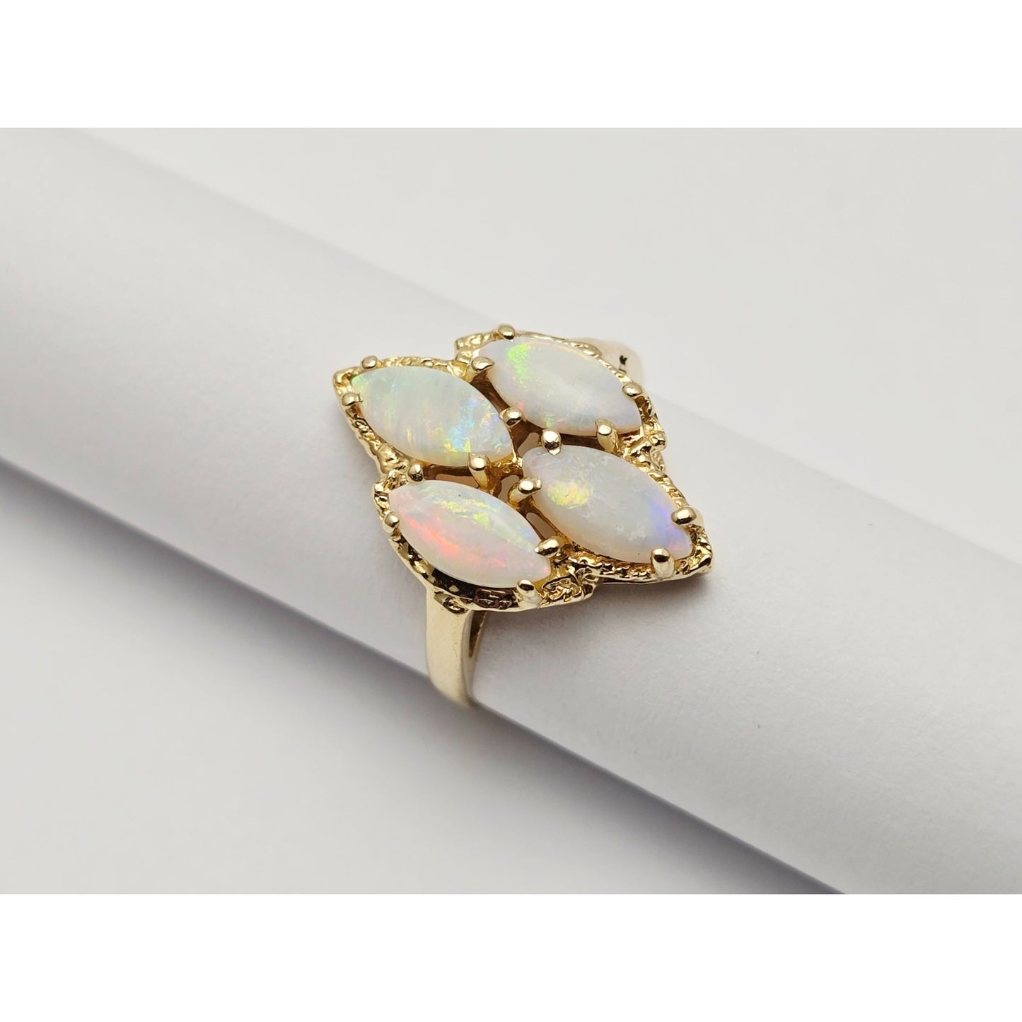 14K Yellow Gold Fire Opal Cocktail Ring