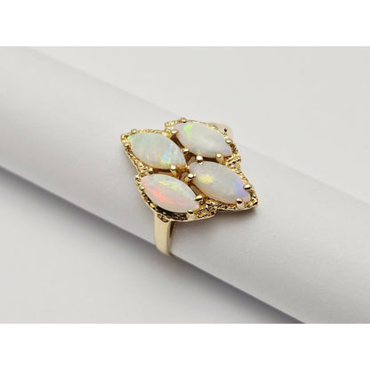 14K Yellow Gold Fire Opal Cocktail Ring