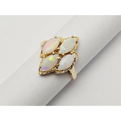 14K Yellow Gold Fire Opal Cocktail Ring