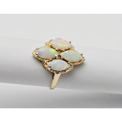 14K Yellow Gold Fire Opal Cocktail Ring