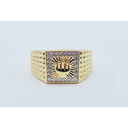 10K Yellow Gold Crown CZ Ring