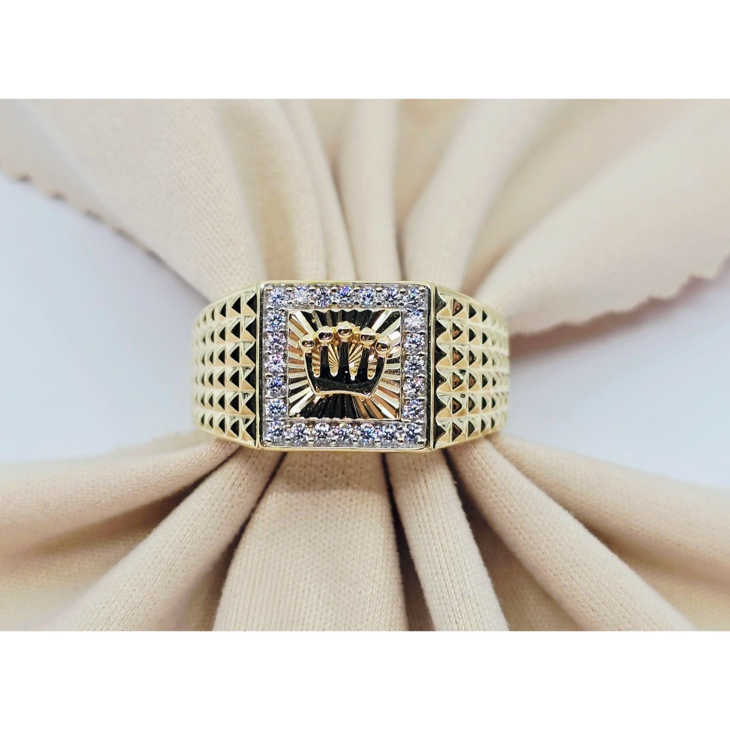 10K Yellow Gold Crown CZ Ring