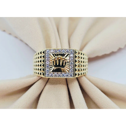 10K Yellow Gold Crown CZ Ring