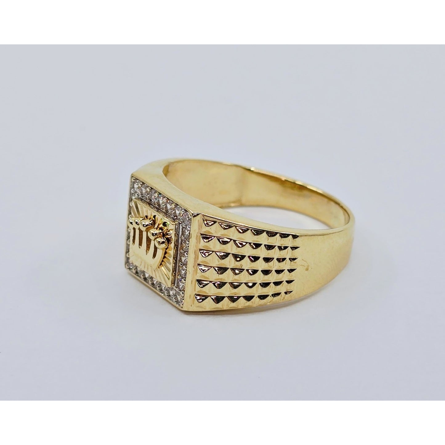 10K Yellow Gold Crown CZ Ring