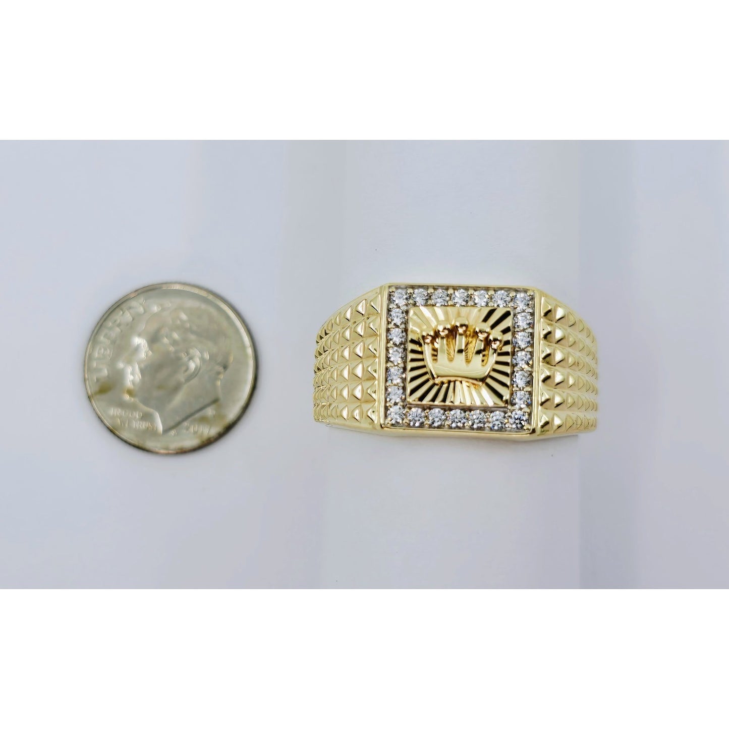 10K Yellow Gold Crown CZ Ring