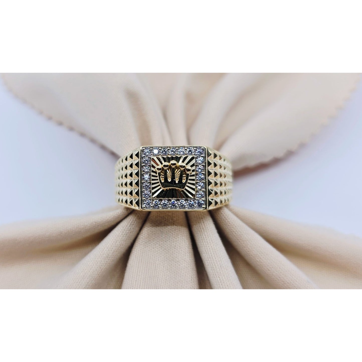 10K Yellow Gold Crown CZ Ring