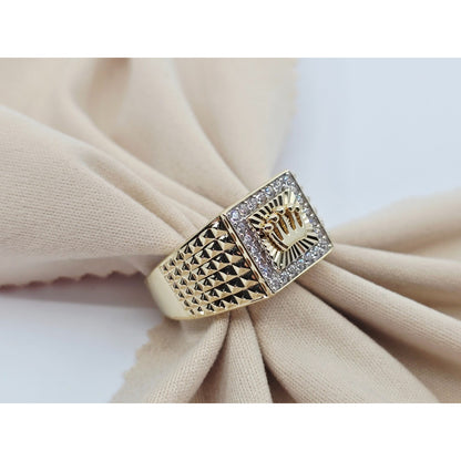 10K Yellow Gold Crown CZ Ring