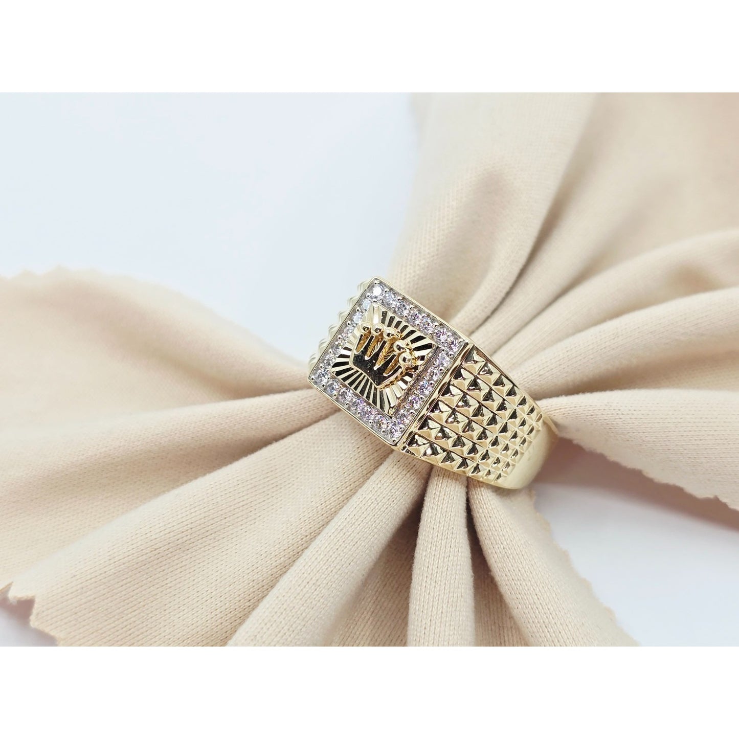 10K Yellow Gold Crown CZ Ring