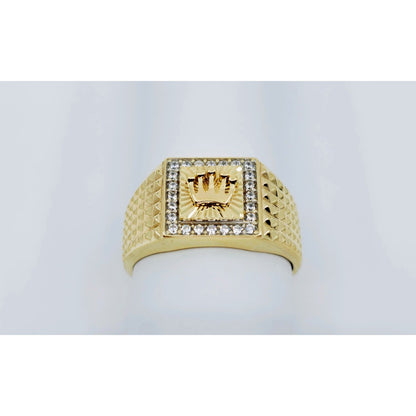 10K Yellow Gold Crown CZ Ring