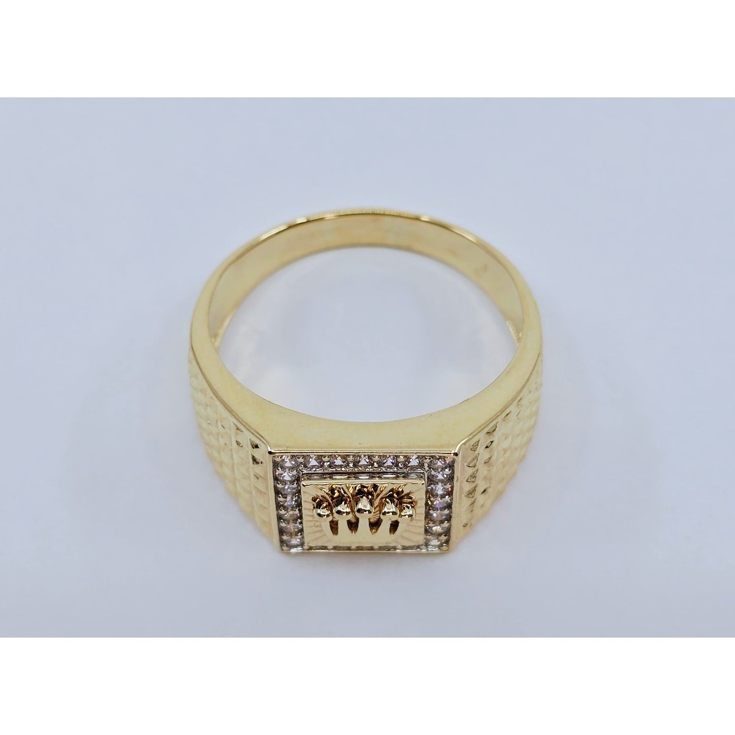 10K Yellow Gold Crown CZ Ring