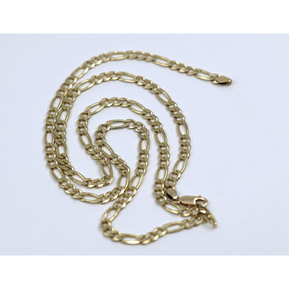 14K Yellow Gold Figaro Link Chain Necklace