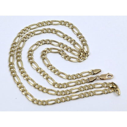 14K Yellow Gold Figaro Link Chain Necklace