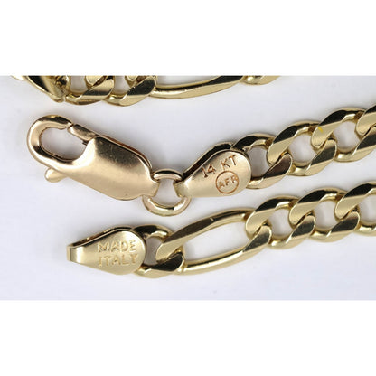 14K Yellow Gold Figaro Link Chain Necklace